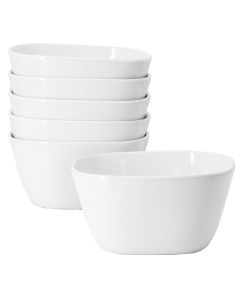Our Table Simply White 6 Piece 6 Inch Porcelain Soft Square Cereal Bowl Set
