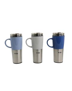 Mr. Coffee Travertine 16 oz Stoneware & Stainless Steel Travel Mug with Lid set of 3 Assorted