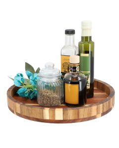 MegaChef 13 Inch Acacia Wood Lazy Susan Tray