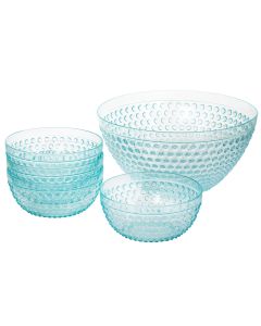 Gibson Home Plastic Bowl Set with Serving Bowl in Light Blue