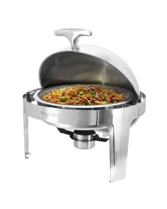 MegaChef 6.3 Quart Round Stainless Steel Dome Roll Top Professional Chafing Dish/Food Warmer/Buffet Server Serving Dish