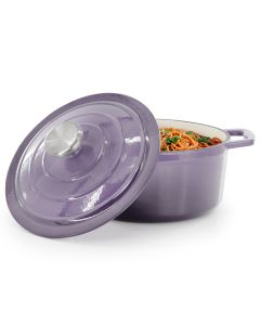 MegaChef 2.7 Quart Round Enameled Cast Iron Casserole in Gradient Purple