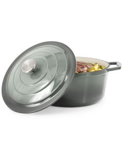 MegaChef 5 Quarts Round Enameled Cast Iron Casserole with Lid in Gradient Gray